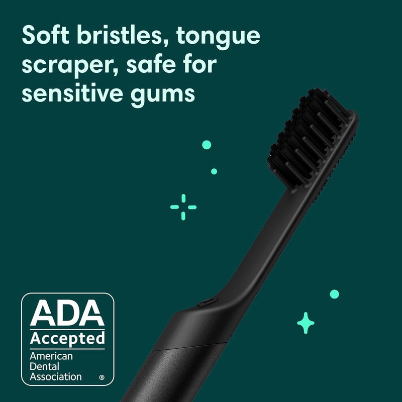 quip Rechargeable Smart Sonic Toothbrush for Adults - Timed Electric Toothbrush with Bluetooth & Rewards App - Replaceable Brush Head, Soft Bristles, Metal Handle - Travel Toothbrush - All-Black - Image 4